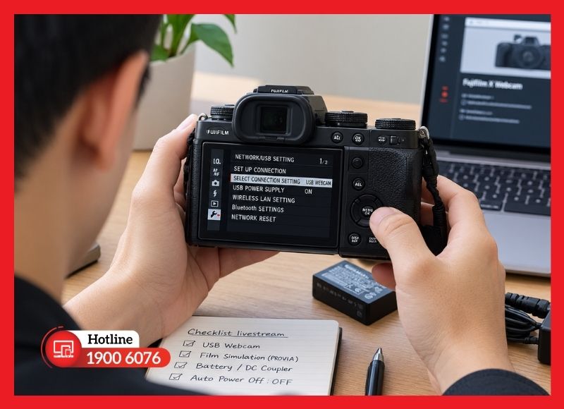 Thiết lập chế độ kết nối và nguồn điện cho máy ảnh Fujifilm