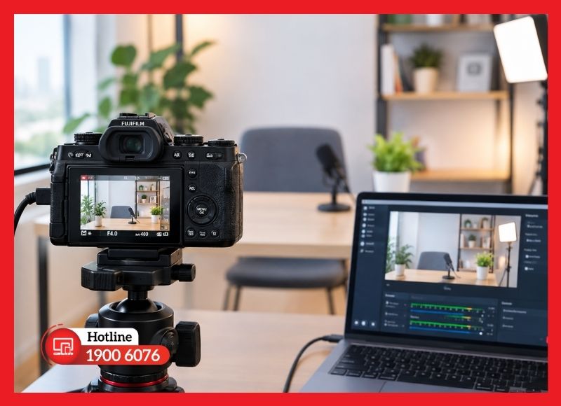 Kiểm tra tín hiệu camera Fujifilm trước khi livestream