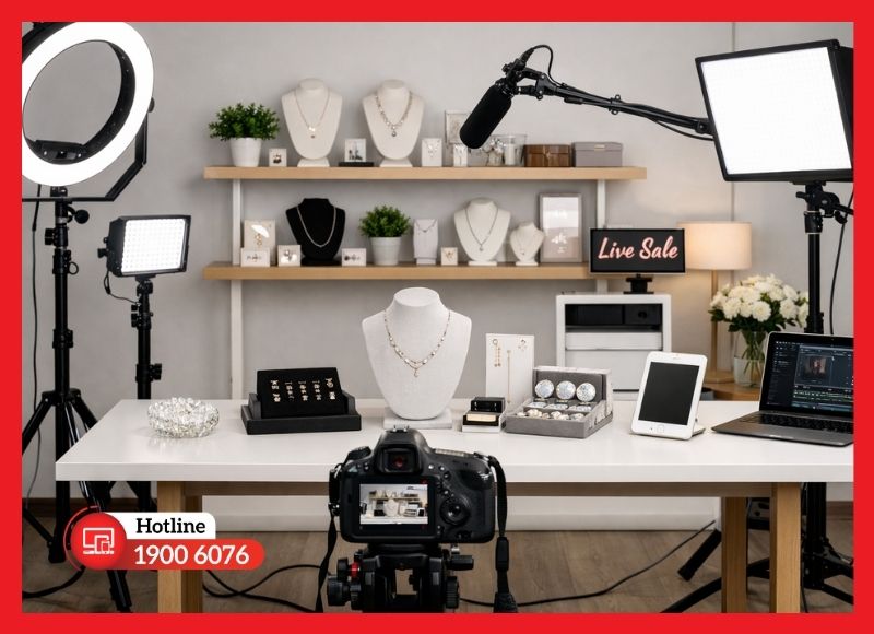 Mẫu phòng livestream bán hàng thời trang, mỹ phẩm