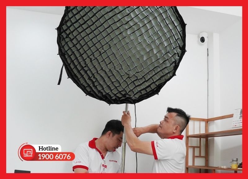 Bố trí đèn softbox chiếu sáng đều phông và chủ thể