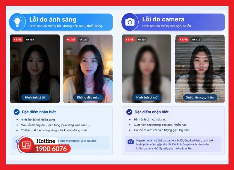 Phân biệt lỗi hình ảnh livestream do ánh sáng và camera