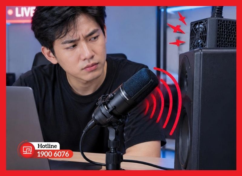Micro đặt quá gần loa hoặc nguồn gây nhiễu
