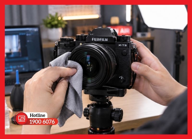 Vệ sinh ống kính camera bằng khăn microfiber