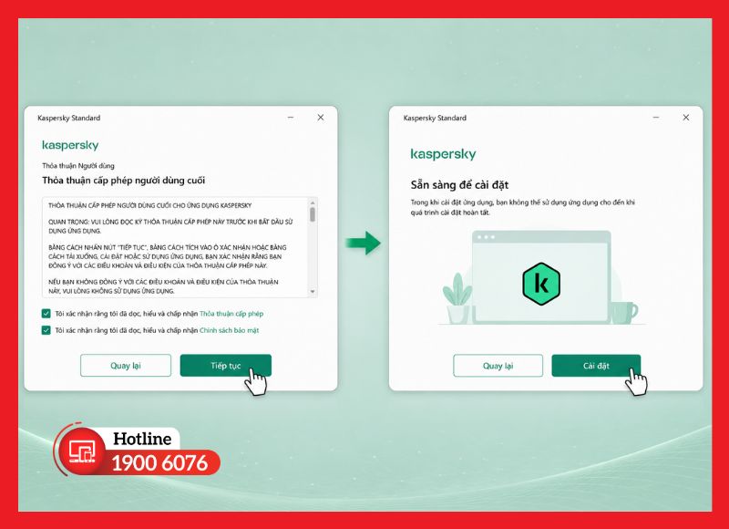 Bước chấp nhận điều khoản trước khi cài đặt Kaspersky