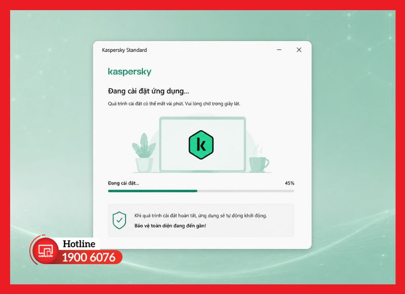 Quá trình cài đặt Kaspersky đang được tiến hành