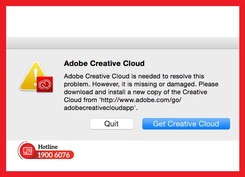 Màn hình lỗi khi không tải được Adobe Creative Cloud Desktop
