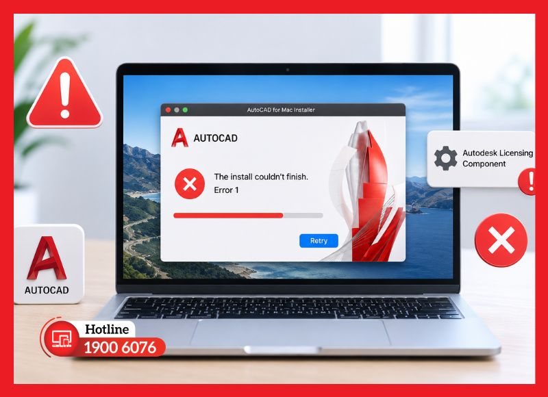 Xử lý lỗi Error 1 khi cài đặt AutoCAD trên macOS