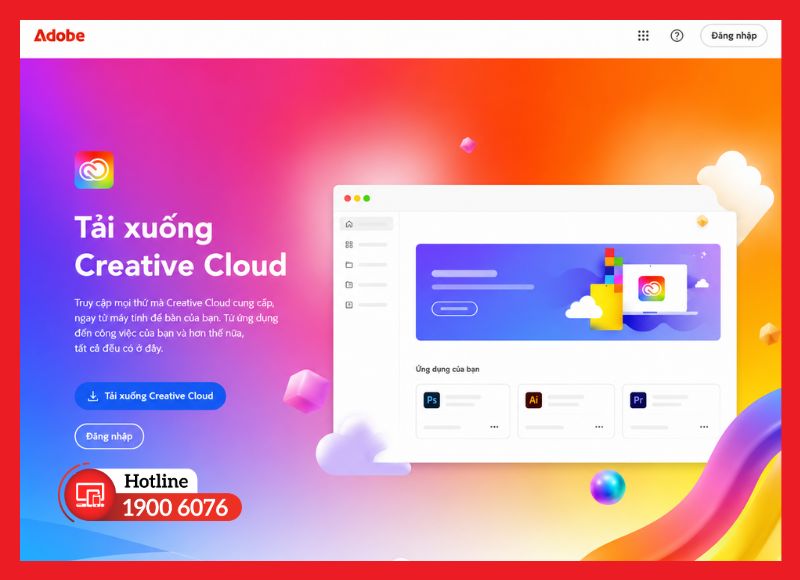 Giao diện trang tải chính thức Adobe Creative Cloud