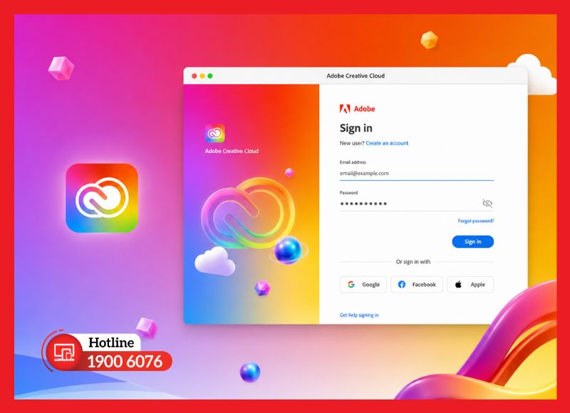 Màn hình đăng nhập tài khoản Adobe khi cài đặt Creative Cloud