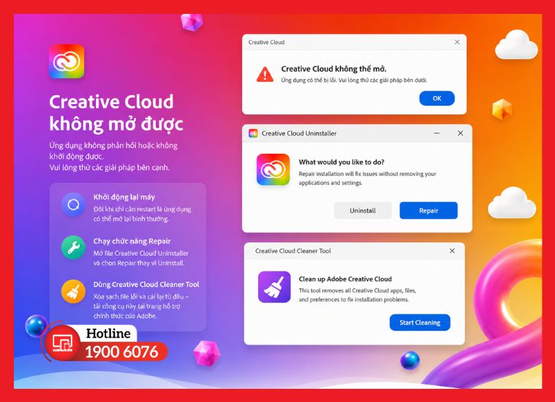 Cách xử lý lỗi Creative Cloud không mở được sau khi cài