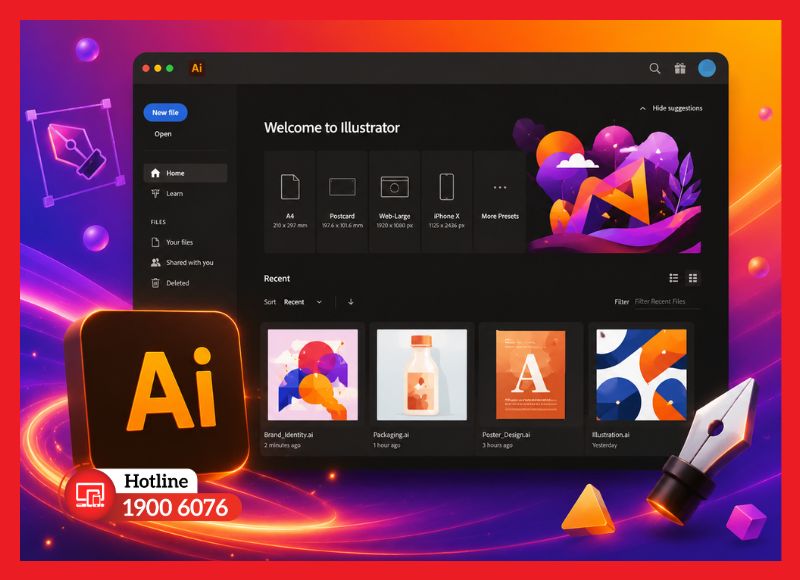 Adobe Illustrator khởi động thành công sau khi cài đặt