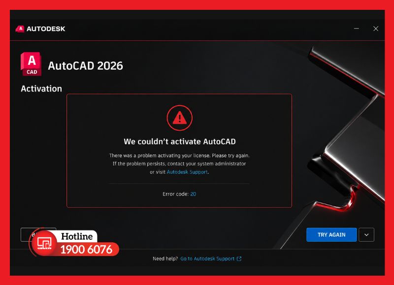 Thông báo lỗi kích hoạt bản quyền AutoCAD và các bước xử lý