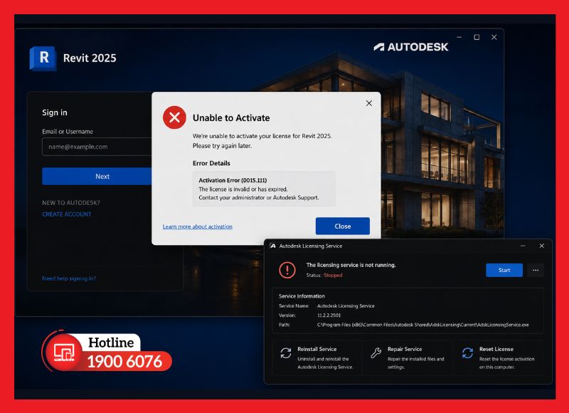 Reset license hoặc cài lại Autodesk Licensing Service khi lỗi kích hoạt