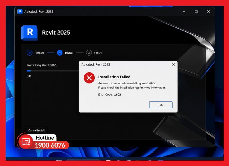 Kiểm tra file phụ trợ và quyền quản trị khi gặp lỗi Installation Failed