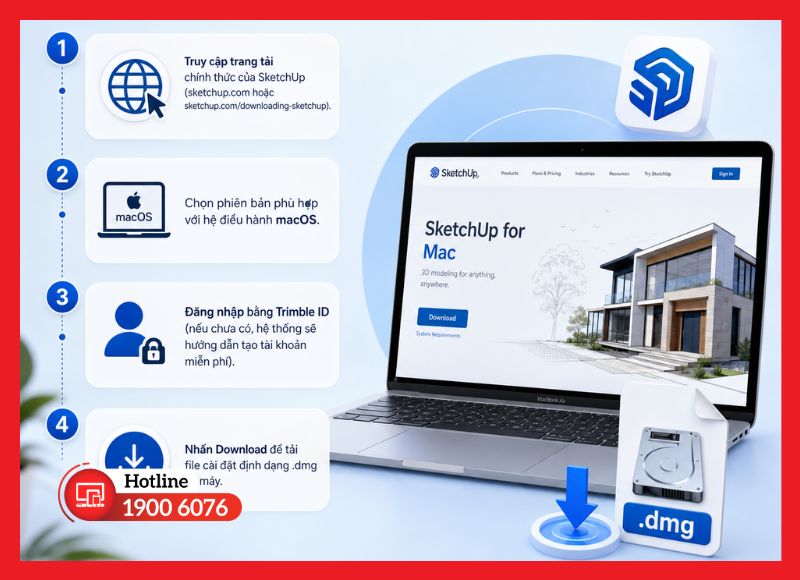 Hướng dẫn các bước tải file cài đặt SketchUp chính thức cho MacBook