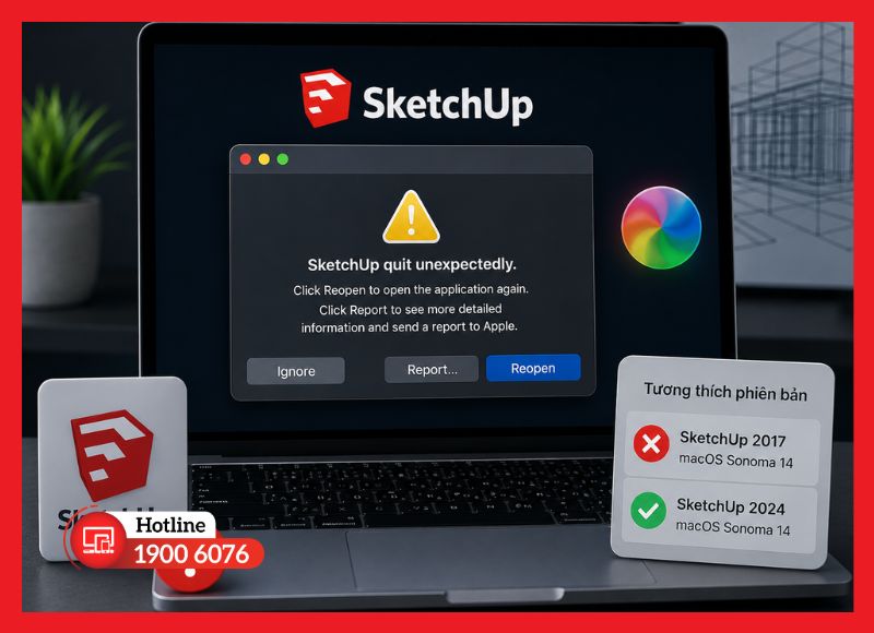 Cách xử lý khi SketchUp bị treo hoặc thoát đột ngột sau khi cài