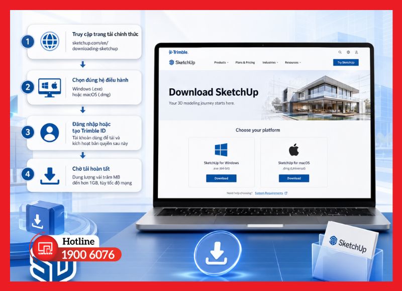 Hướng dẫn tải SketchUp từ website chính thức của Trimble