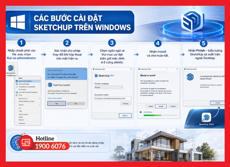 Các bước cài đặt SketchUp trên Windows