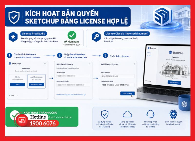 Kích hoạt bản quyền SketchUp bằng license hợp lệ