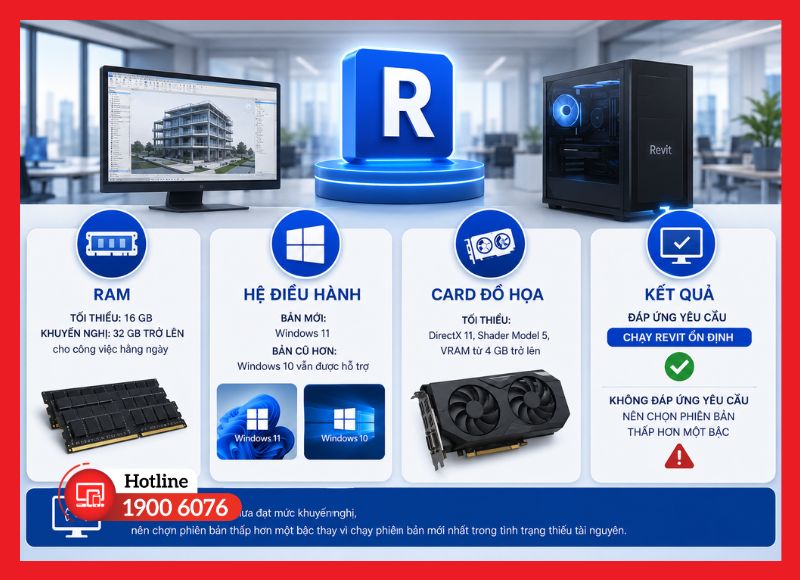 Cấu hình máy tính tối thiểu để chạy Revit ổn định