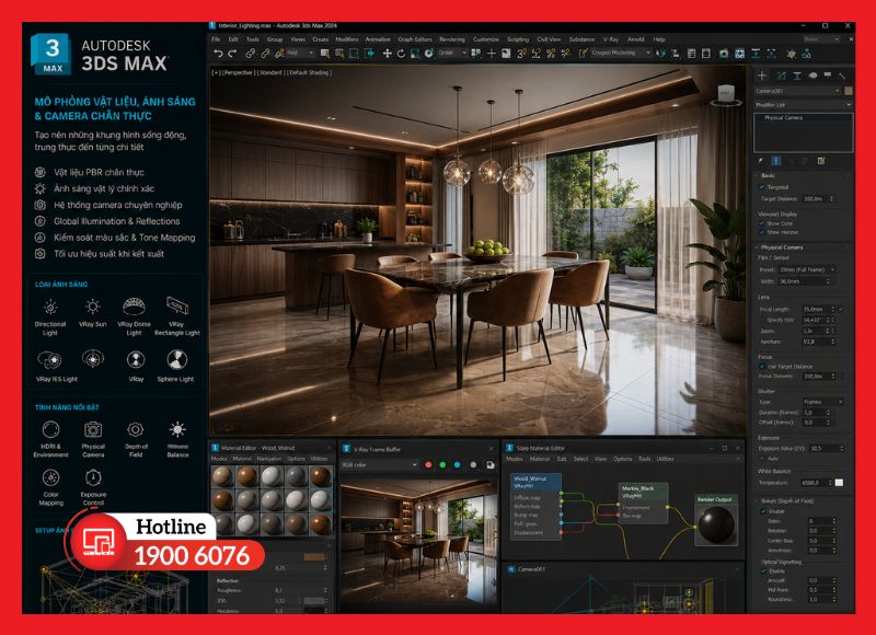 Mô phỏng vật liệu, ánh sáng và camera chân thực trong 3Ds Max