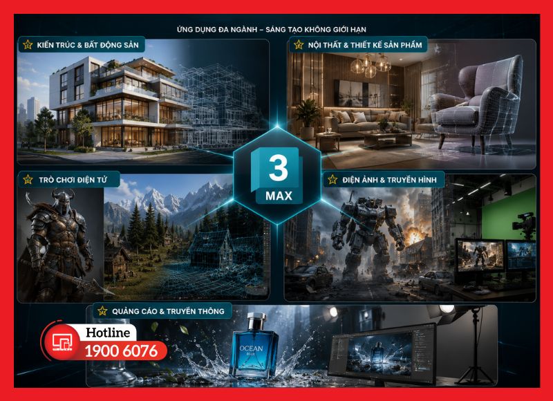 3Ds Max ứng dụng đa ngành, từ kiến trúc, nội thất đến game và điện ảnh