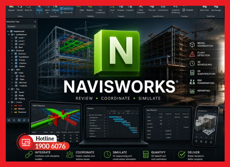Navisworks - công cụ phối hợp BIM và phát hiện xung đột trước thi công