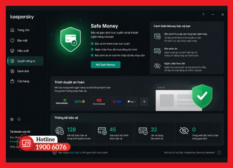 Safe Money bảo vệ giao dịch trực tuyến và tài khoản ngân hàng