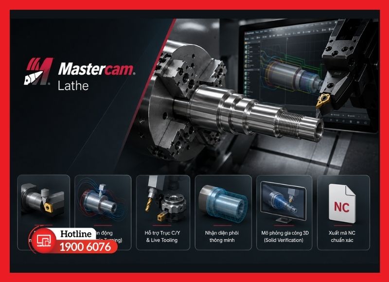 Các tính năng chính giúp Mastercam Lathe tối ưu quy trình gia công tiện CNC