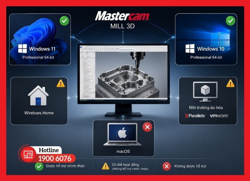 Phần mềm tương thích Mastercam Mill 3D