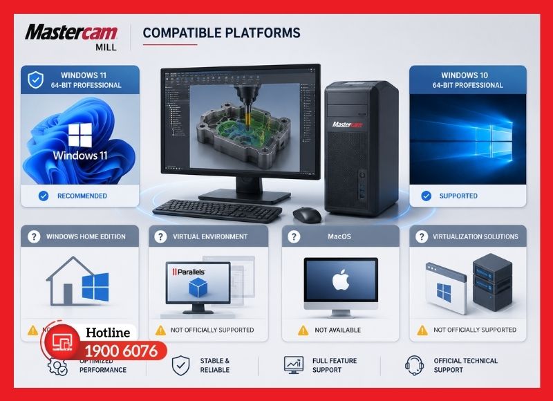 Nền tảng tương thích Mastercam Mill