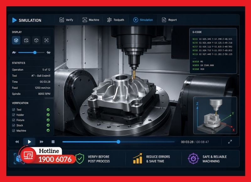 Mô phỏng chuyển động máy CNC thực tế trước khi xuất G-code