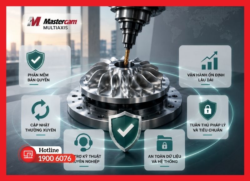 Sử dụng Mastercam Multiaxis bản quyền giúp doanh nghiệp an tâm vận hành lâu dài