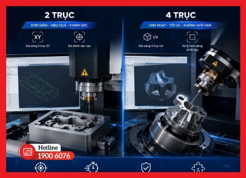 Linh hoạt lập trình cho cả máy cắt dây 2 trục và 4 trục