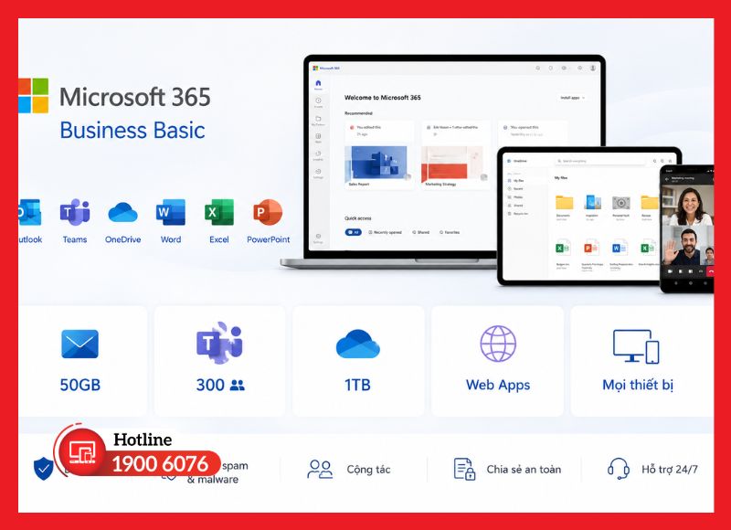 Các tính năng nổi bật của Microsoft 365 Business Basic