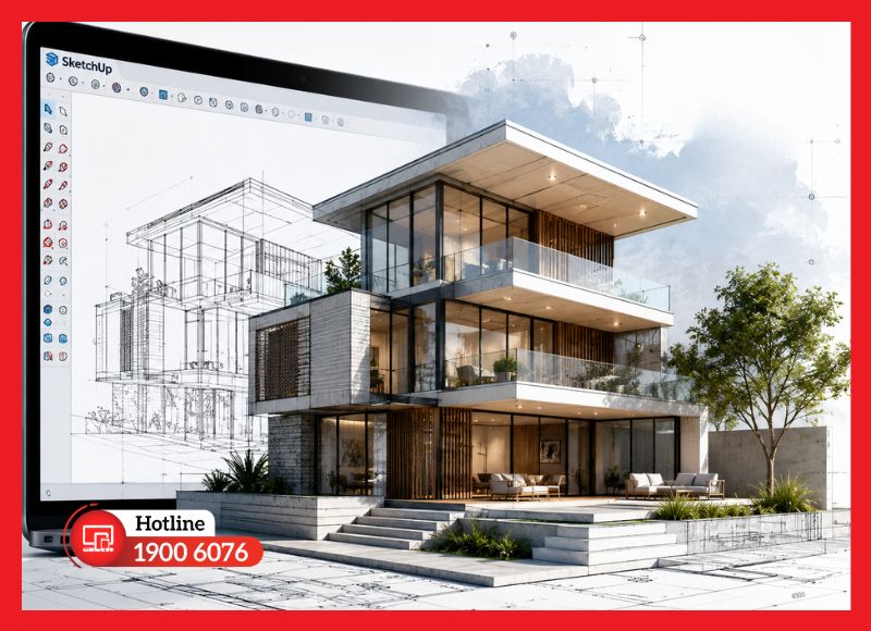 SketchUp hỗ trợ dựng mô hình 3D cho công trình kiến trúc