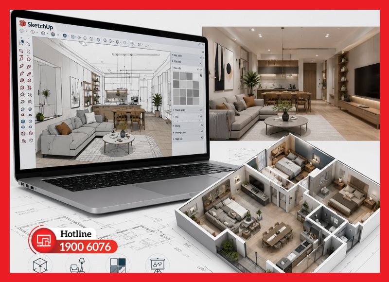 SketchUp giúp bố trí và trình bày không gian nội thất