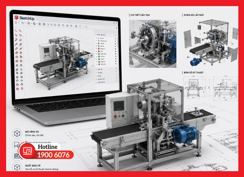 SketchUp hỗ trợ dựng mô hình kỹ thuật cho máy móc và sản phẩm công nghiệp