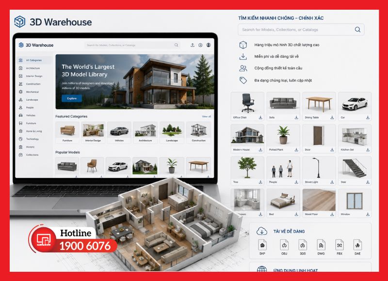 3D Warehouse - kho mô hình 3D miễn phí khổng lồ
