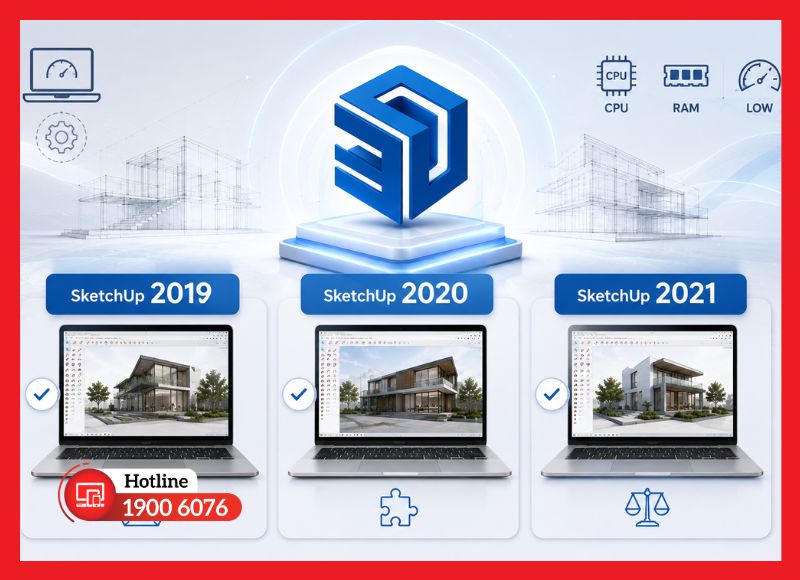 Các phiên bản SketchUp phù hợp cho máy cấu hình thấp