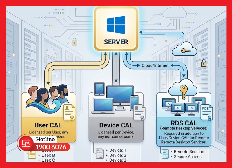 Các loại CAL phổ biến trong Windows Server