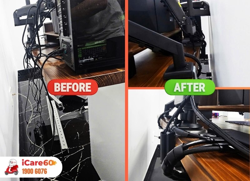Trước và sau khi đi dây cho khách ở Bình Trị Đông B