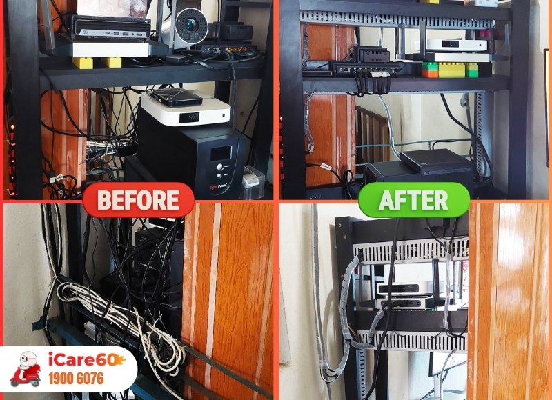 Trước và sau khi xử lý hệ thống dây kết nối