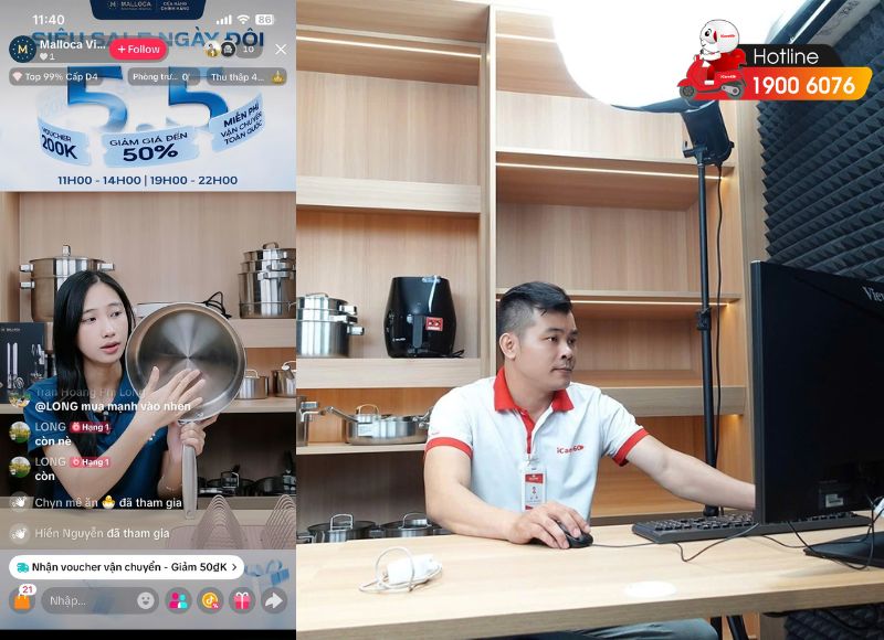 Phòng livestream setup bài bản giúp tăng trải nghiệm xem và tỷ lệ chốt đơn