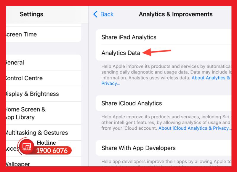 Kiểm tra pin iPad qua dữ liệu Analytics chi tiết
