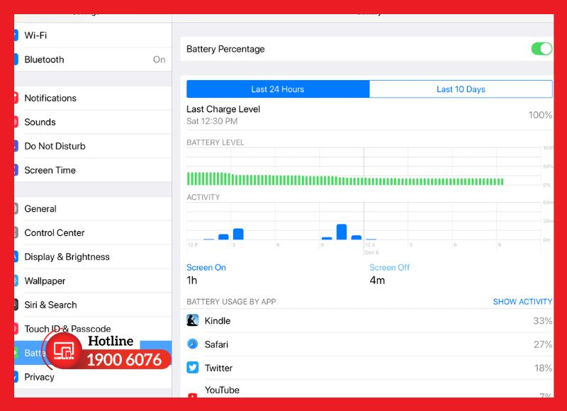 Kiểm tra mức tiêu thụ pin theo từng ứng dụng trên iPad