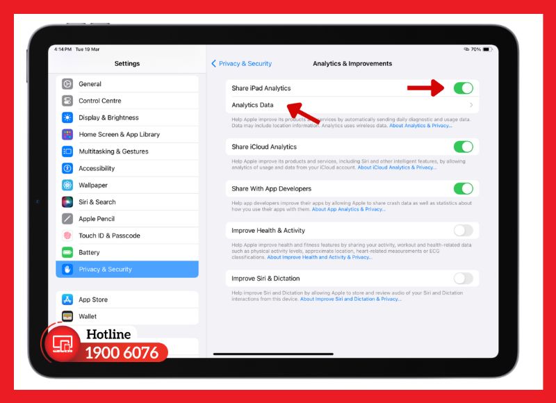 Kiểm tra số lần sạc iPad qua dữ liệu Analytics
