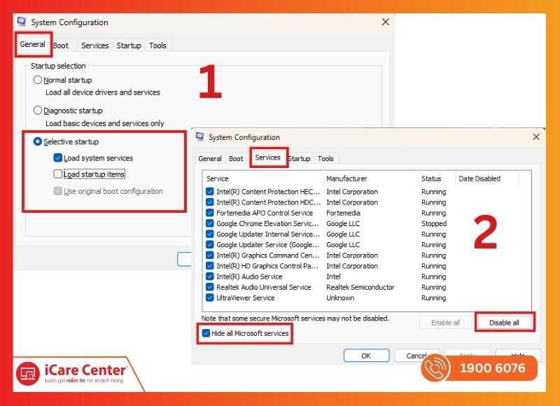 Khởi động Clean Boot Windows xóa file cứng đầu
