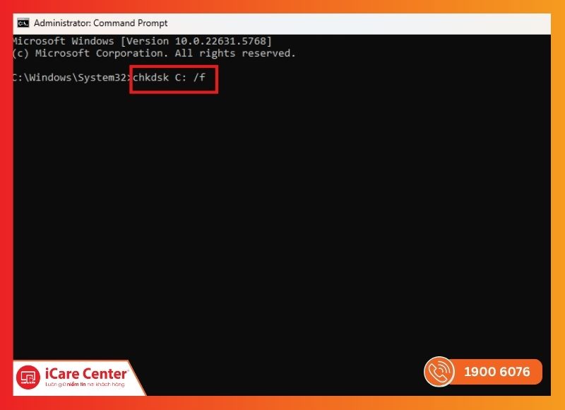 CMD admin chạy chkdsk sửa lỗi ổ đĩa