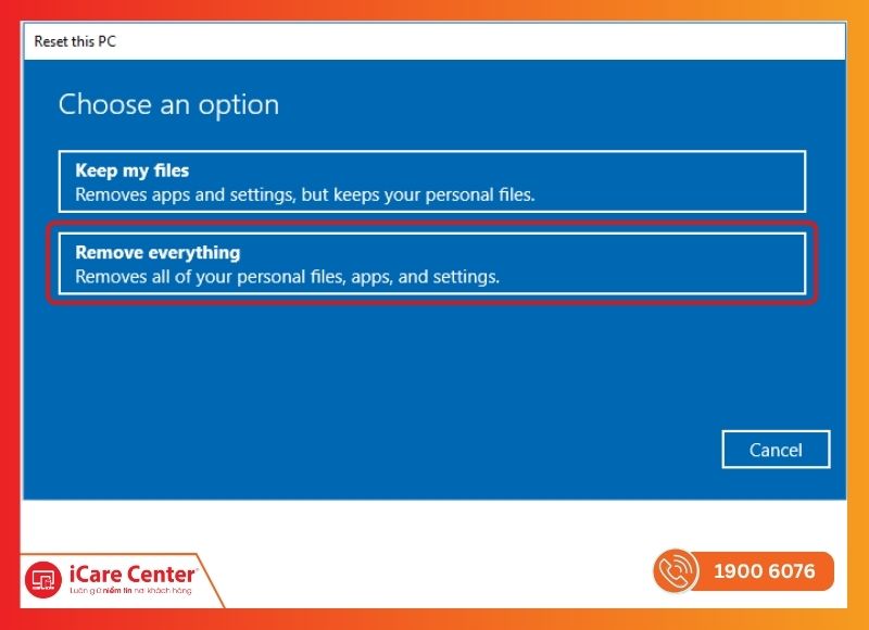 “Reset this PC” trên Windows